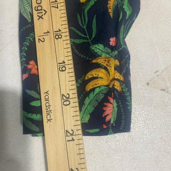 Old Navy Long-Sleeve Button Up Shirt Size L Blue Tropical Banana & Floral Print - Picture 12 of 14
